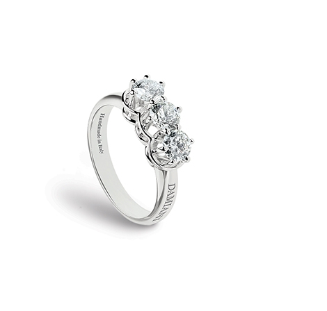 Trilogy Ring in White Gold and Diamonds Ct. 0.90 | Damiani