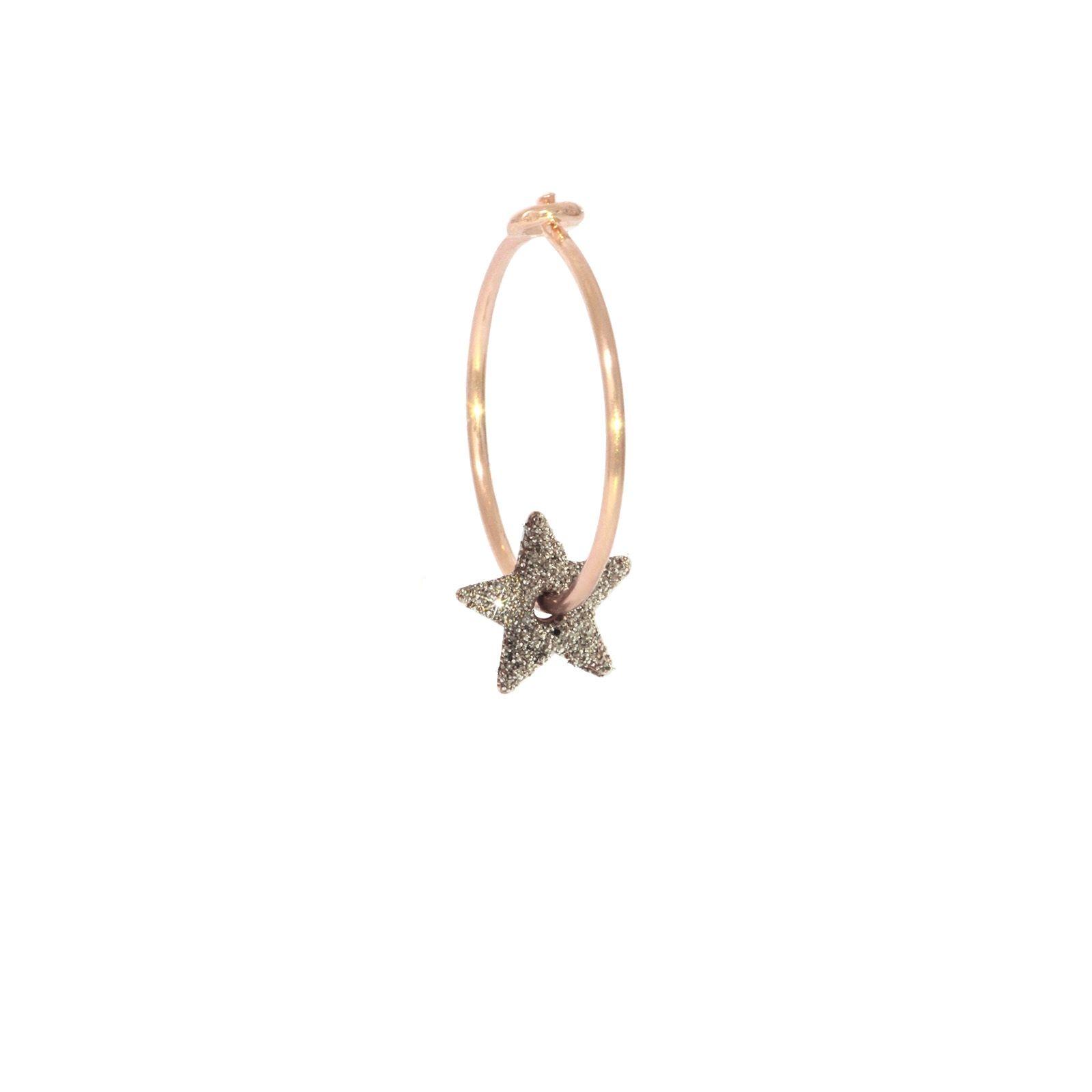 Einzelner Aurum-Ohrring mit Sternanhänger aus 18-karätigem Roségold und  verchromtem Diamantstaub | Maman Et Sophie