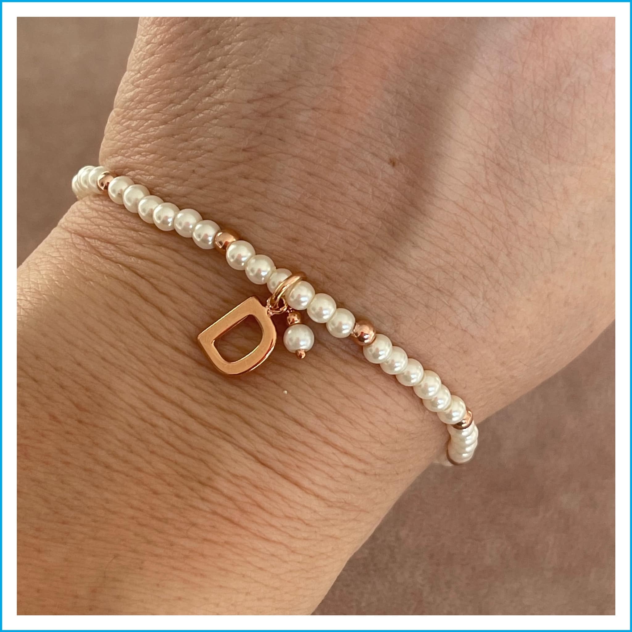 Bracelet Élastique avec Perles et Billes - Lettre D | Rue des Mille