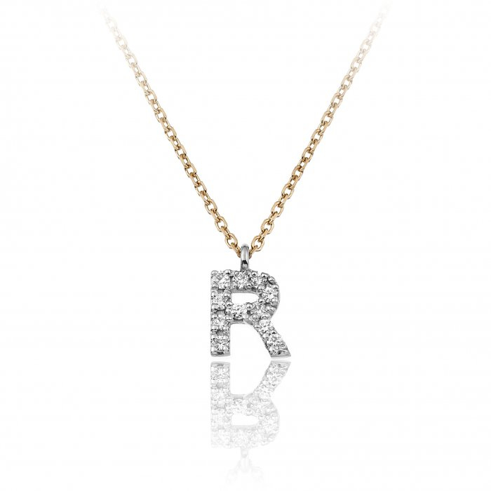 Collana Iniziale R in Oro Giallo e Diamanti | Chimento